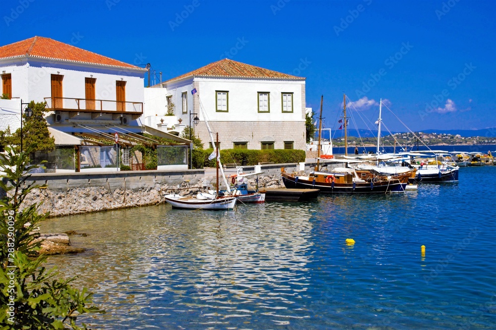 The old harbor in Spetses island, Greece
