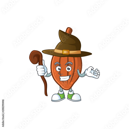 Witch choco almond cartoon character on white background