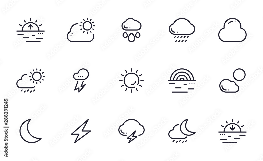 Climate icons set outline style