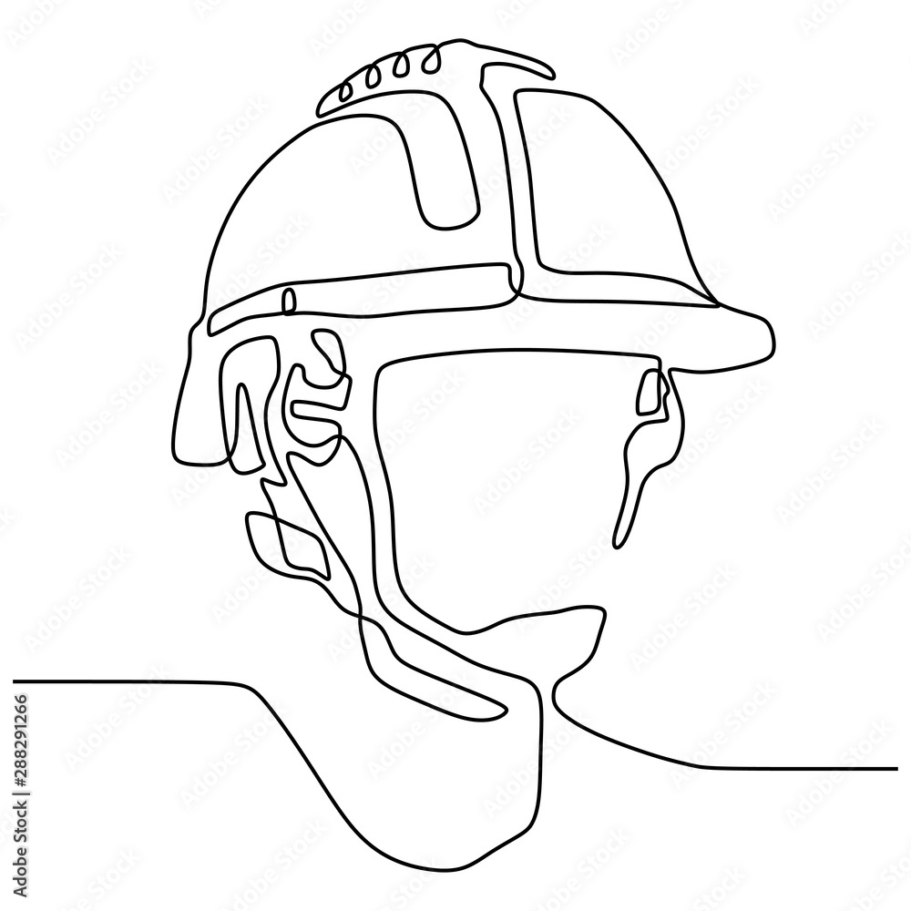 safety helmet continuous line drawing for industrial company worker  minimalist design vector illustration Stock Vector | Adobe Stock