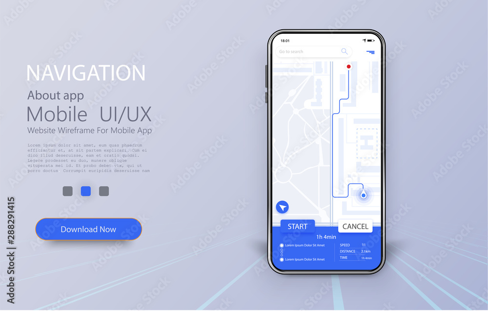 Smartphone with map and navigation pinpoint on screen. Online Mobile App  UI, UX and GUI Screen. GPS navigation concept, Smartphone with city map.  Vector illustration Stock Vector | Adobe Stock