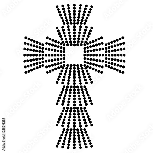Foto christian cross made of rays from black dots