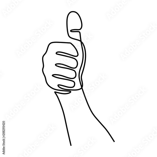 One line drawing of thumbs ...