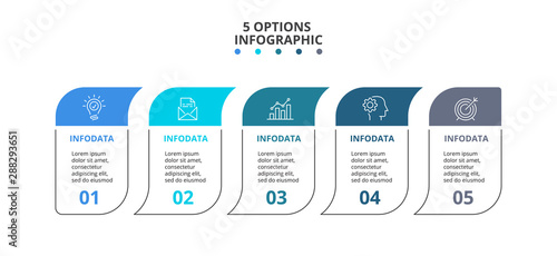 Thin lines rectangles with color elements. Five infographic elements. Business template for presentation.