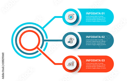 Business data visualization. Flowchart with 3 steps, options, parts or processes. Vector business template for presentation. Creative concept for infographic.