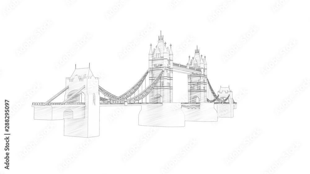 Obraz premium 3d rendering of the Tower bridge in London isolated