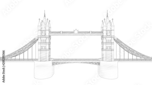 3d rendering of the Tower bridge in London isolated