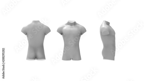 3d rendering of a male torso isolated in white background