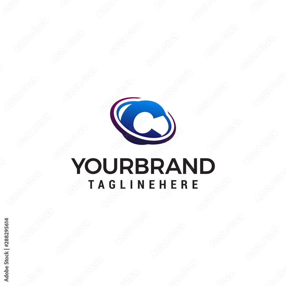 Swoosh Letter C technology logo concept template Swoosh Letter C technology logo concept template