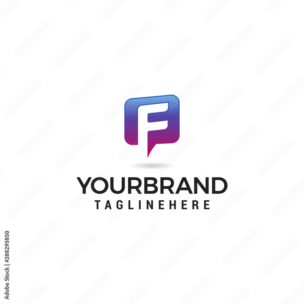 letter F chat logo abstract, vector alphabet. Communication icon vector, social media icon