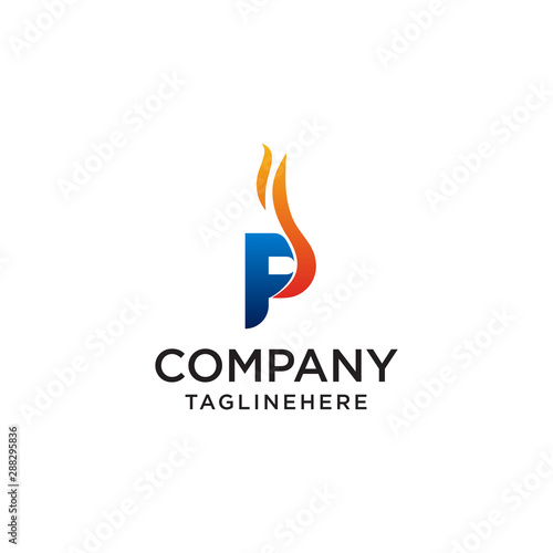 initial Letter P fire logo design. fire company logos, oil companies, mining companies, fire logos, marketing, corporate business logos. icon. vector
