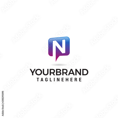 letter N chat logo abstract, vector alphabet. Communication icon vector, social media icon
