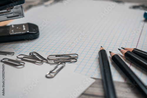 Business items, desktop, school items, foreground, business background.