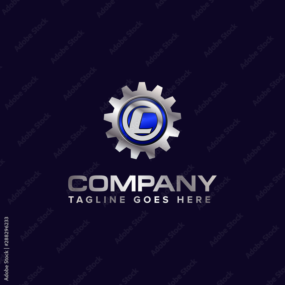 Letter C gear vector template logo. This Design is suitable for technology, industrial or automotive. Gradient. Gray.