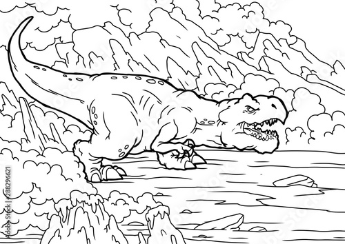 Coloring book for children with a dinosaur