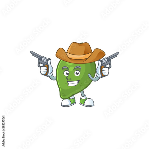 Cowboy lime fruit character on white background