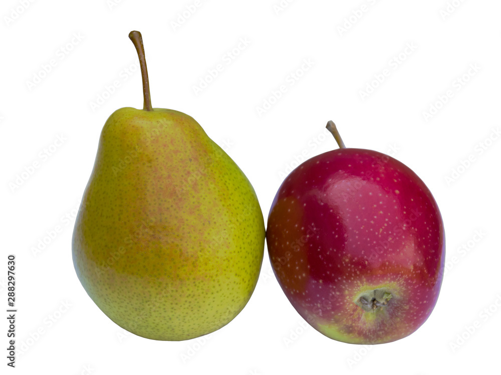 Ripe and juicy pear and apple. Vitamin Fruits. Harvesting in the fall. The fruits are delicious... Ripe and juicy pear and apple. Vitamin Fruits. Harvesting in the fall. The fruits are delicious...