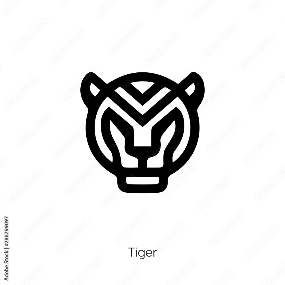 Tiger Logo Design In Thin Line Style Vector, A Lineal Icon Depicting Bengal  Tiger On White Background, Vector Illustration By Flat Icon And Dribbble,  Behance Hd PNG and Vector with Transparent Background