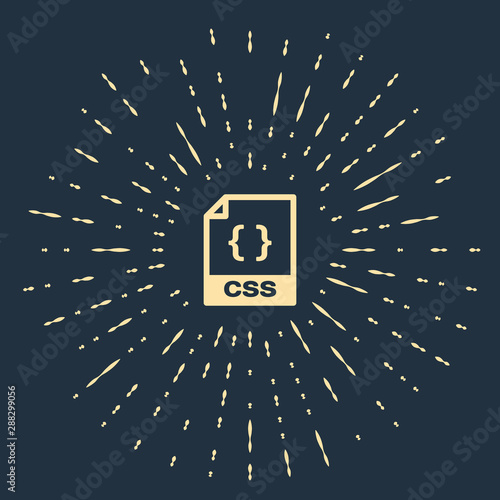 Beige CSS file document. Download css button icon isolated on dark blue background. CSS file symbol. Abstract circle random dots. Vector Illustration