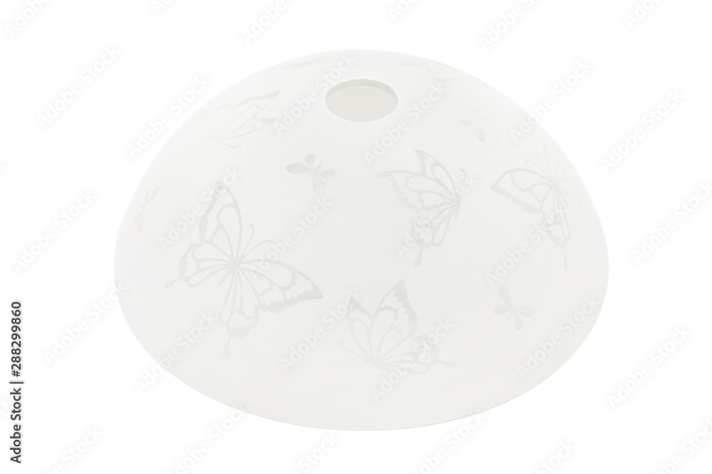 Closeup image of white plastic modern lamp shade isolated at white background. Closeup image of white plastic modern lamp shade isolated at white background.