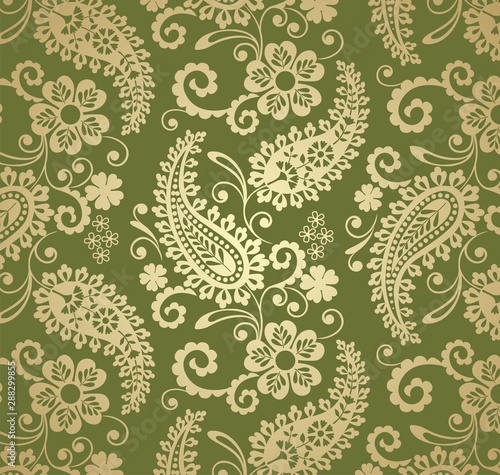 traditional paisley floral pattern   textile   Rajasthan  India 