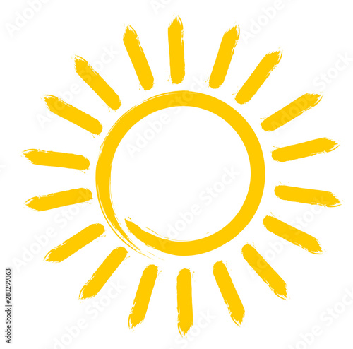 bright orange yellow sun icon or symbol vector illustration