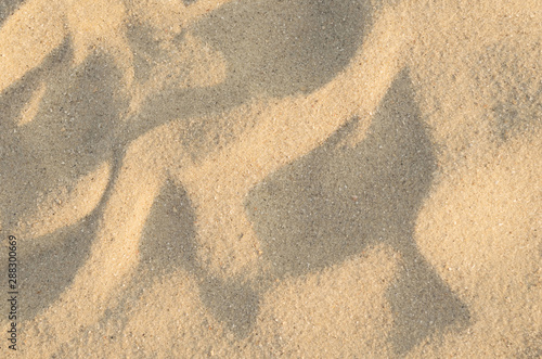 Texture of hilly sand dune-like on the tropical shore. View from above.