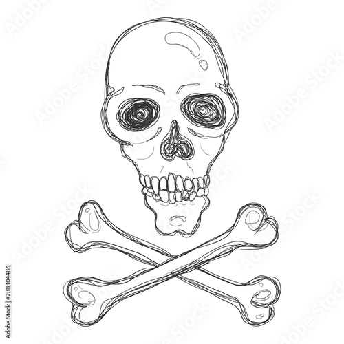 Vector Hand Drawn Sketch Skull and Crossbones.