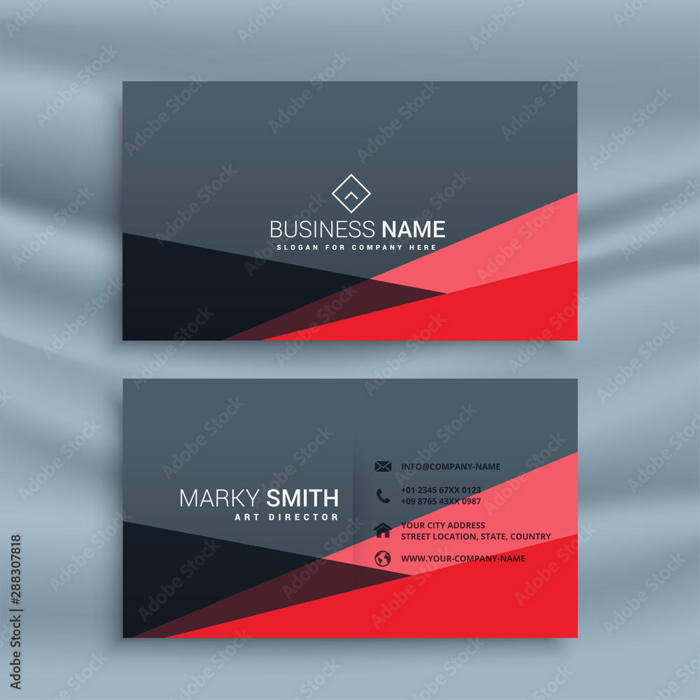 abstract red and dark gray business card design