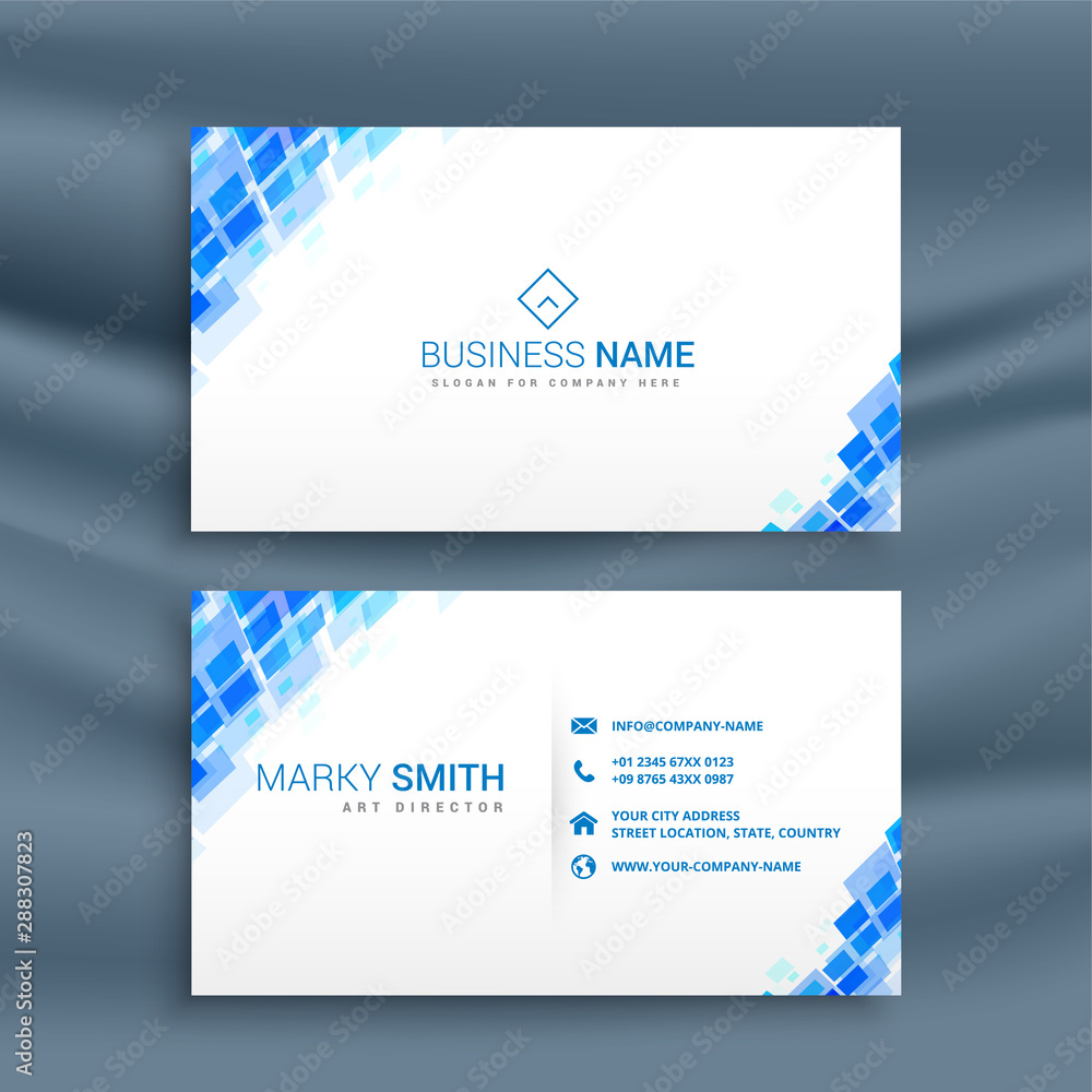 mosaic style blue business card design template