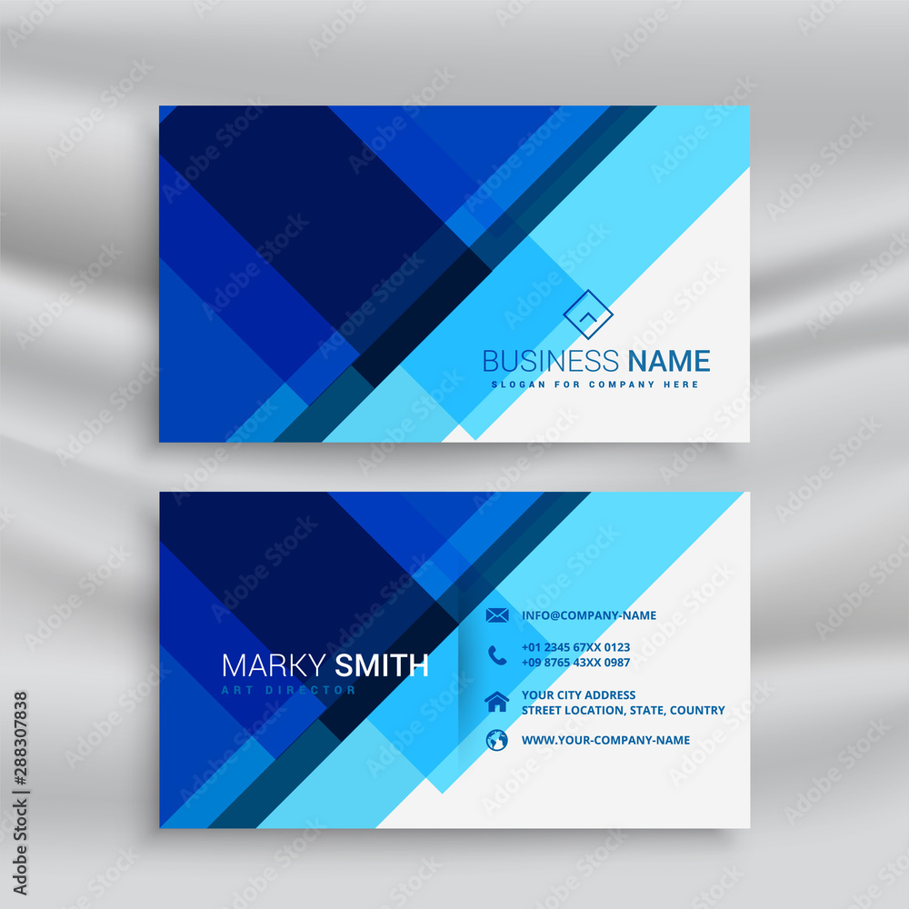 abstract blue geometric business card layout design abstract blue geometric business card layout design