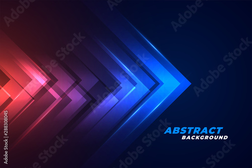 moving forward arrows in glowing red and blue lights