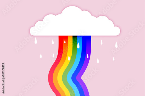 raining cloud with flowing rainbow background design