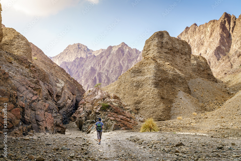 Hiking in Hajar Mountains in UAE