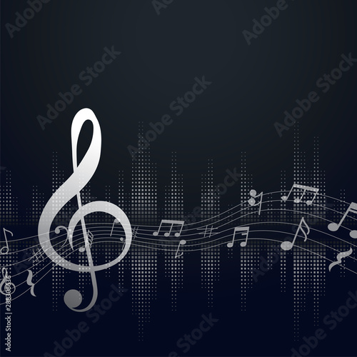 music background with music notes and text space