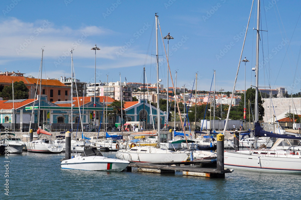 Yachts in Belem district in Lisbon, Portugal
