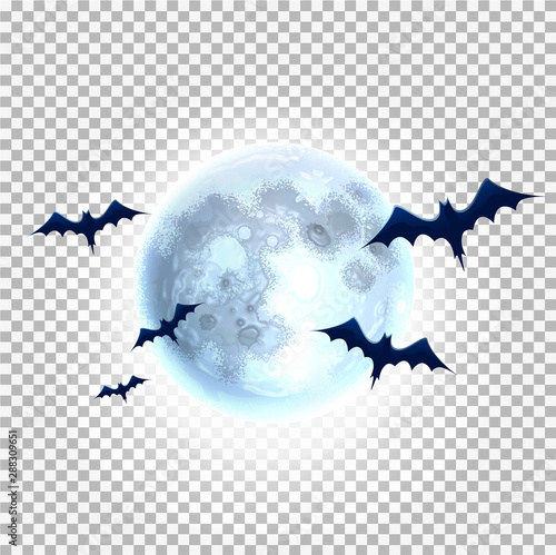 Vector bat silhouette on moon for halloween party