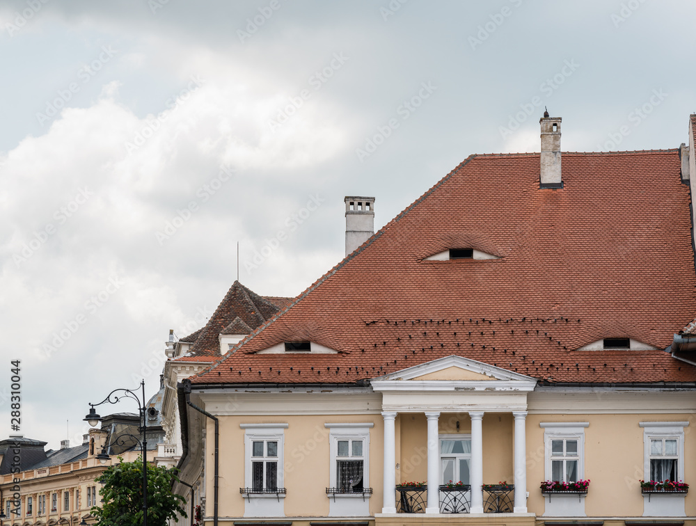 Eye-shaped windows on the roof of an old house in Sibiu city, Transylvania, Romania. Eye-shaped windows on the roof of an old house in Sibiu city, Transylvania, Romania.