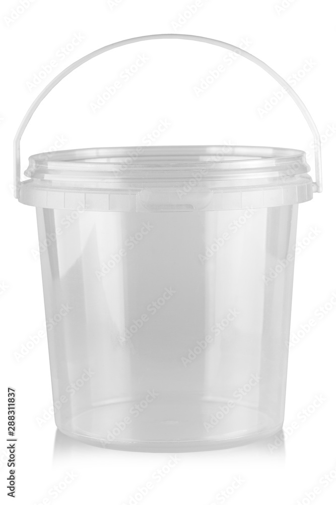 The Empty plastic food bucket isolated on white The Empty plastic food bucket isolated on white