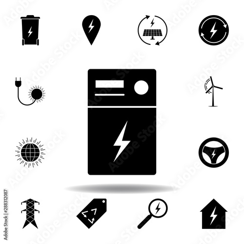 transformer, lightning icon . Set of alternative energy illustrations icons. Can be used for web, logo, mobile app, UI, UX