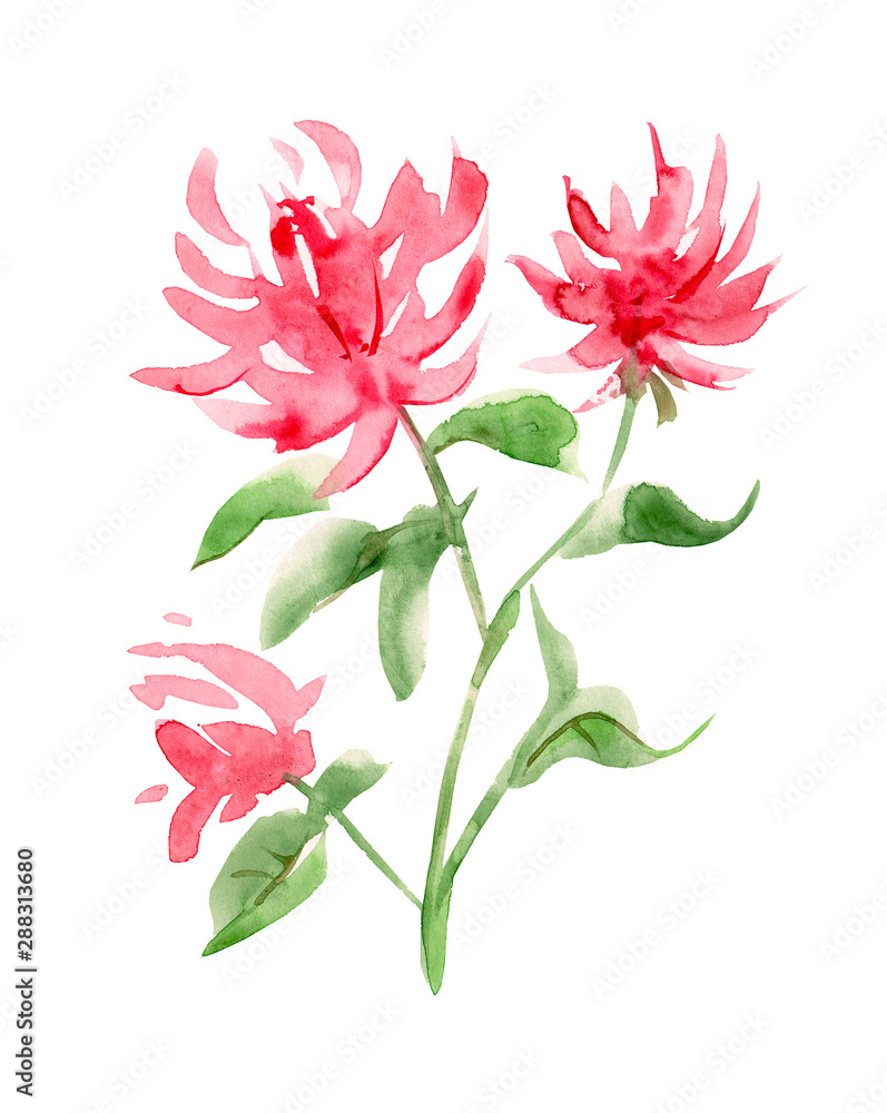Fototapeta premium stylized pink flower. watercolor painting