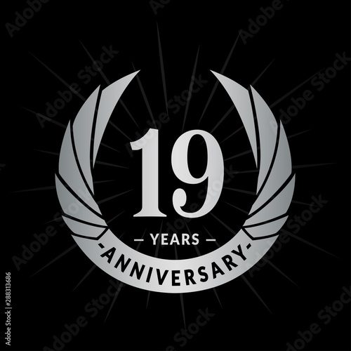 19 years anniversary celebration logotype. Elegant anniversary design. Nineteen years logo.