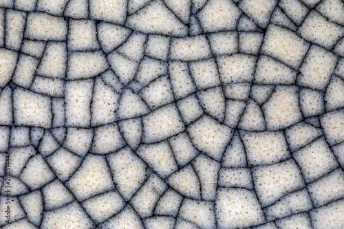 extreme close-up of a  ceramic glaze, white with black crackles
