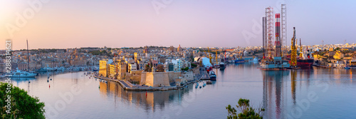 Valletta and the Grand Harbor at dawn. Malta. photo