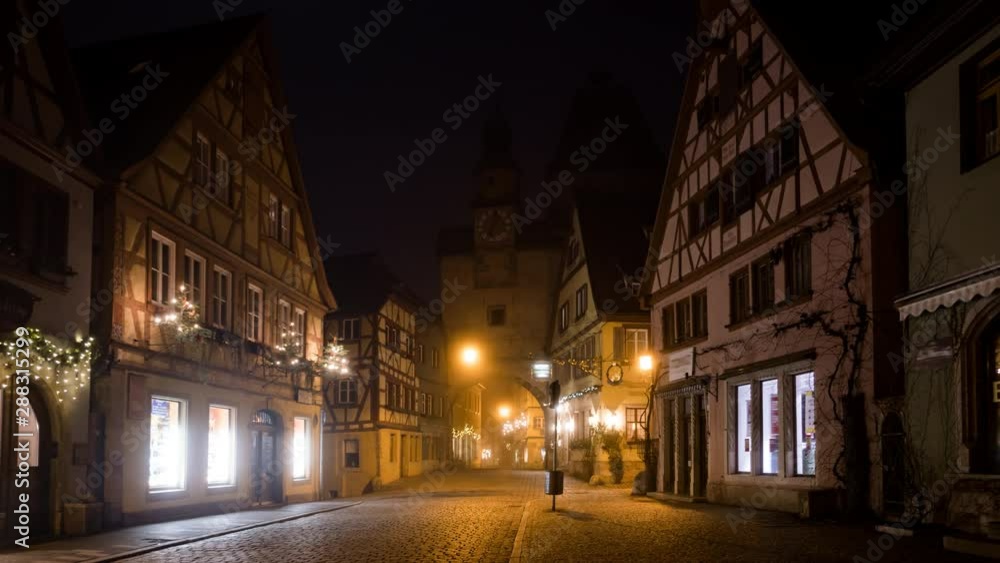 Early morning time lapse of Rothenburg ob der Tauber old town Weisser Turm at Christmas, Bavaria, Germany. Early morning time lapse of Rothenburg ob der Tauber old town Weisser Turm at Christmas, Bavaria, Germany.