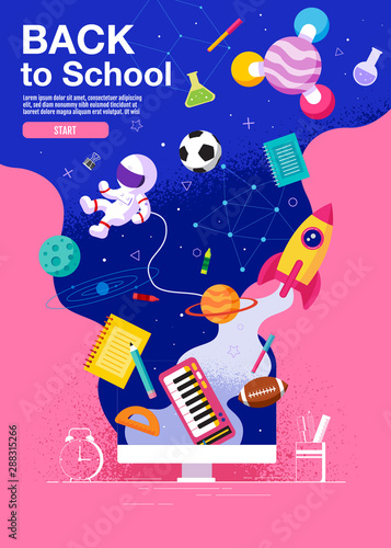 back to school ,inspiration, poster, flat design colorful, vector