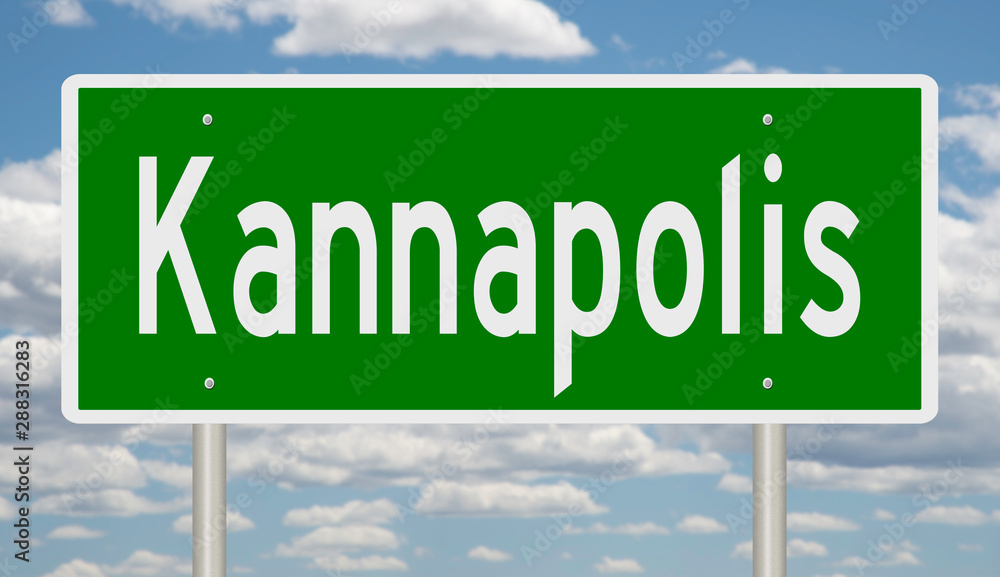 Rendering of a green highway sign for Kannapolis North Carolina Rendering of a green highway sign for Kannapolis North Carolina