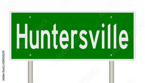 Rendering of a green highway sign for Huntersville North Carolina photo