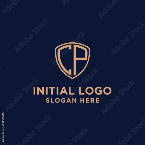 initial CP logo design template. business and gold. vector
