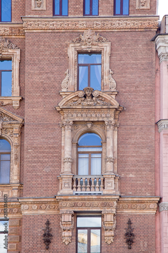 windows and details on an exterior of the building.